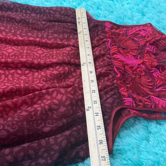 Anthropologie Niki Mahajan Amara Embroidered sheer Sleeveless Swing dress size 2 - Picture 9 of 12